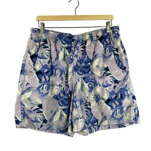 Columbia PFG Swim Shorts Men Large Purple‎ Floral Hawaiian Pockets Omni Shade